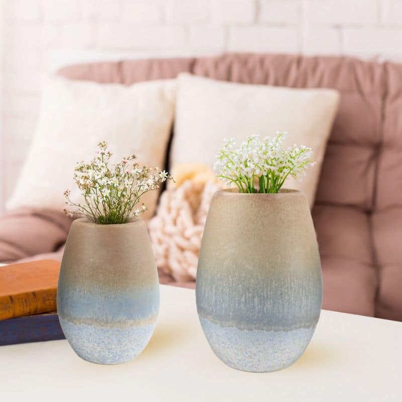 Ombre Coastal Ceramic Vases Set of Two with Elegant Gradient Finish