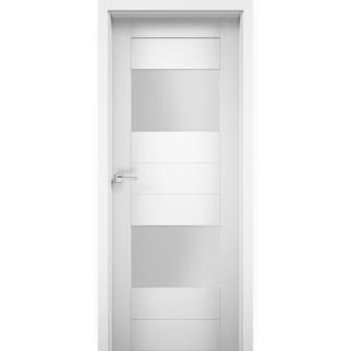 Solid French Double Doors Opaque Glass 2 Lites / Sete 6222 White Silk ...