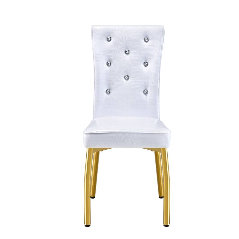 Set of 4, Retro alligator skin Upholstered dining chairs,with Crystal buckle design and Faux Leather design