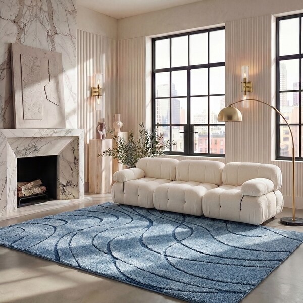 SAFAVIEH Florida Shag Staka Abstract Waves 1.2-inch Area Rug - Bed