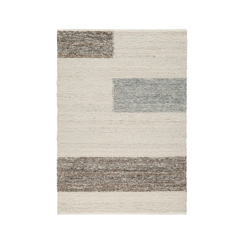 Rusy 8 x 10 Large Area Rug, Handwoven Classic Stripes, Gray Polyester - 8 x 10