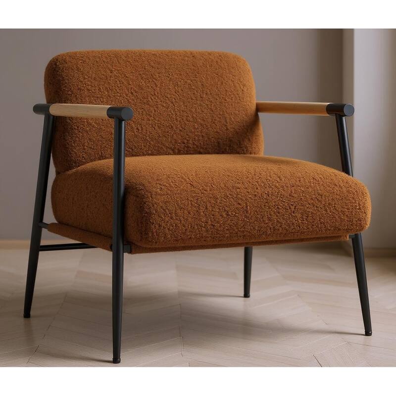 Modern Accent Chair with Metal Frame and Spring Foam Cushion - Brown