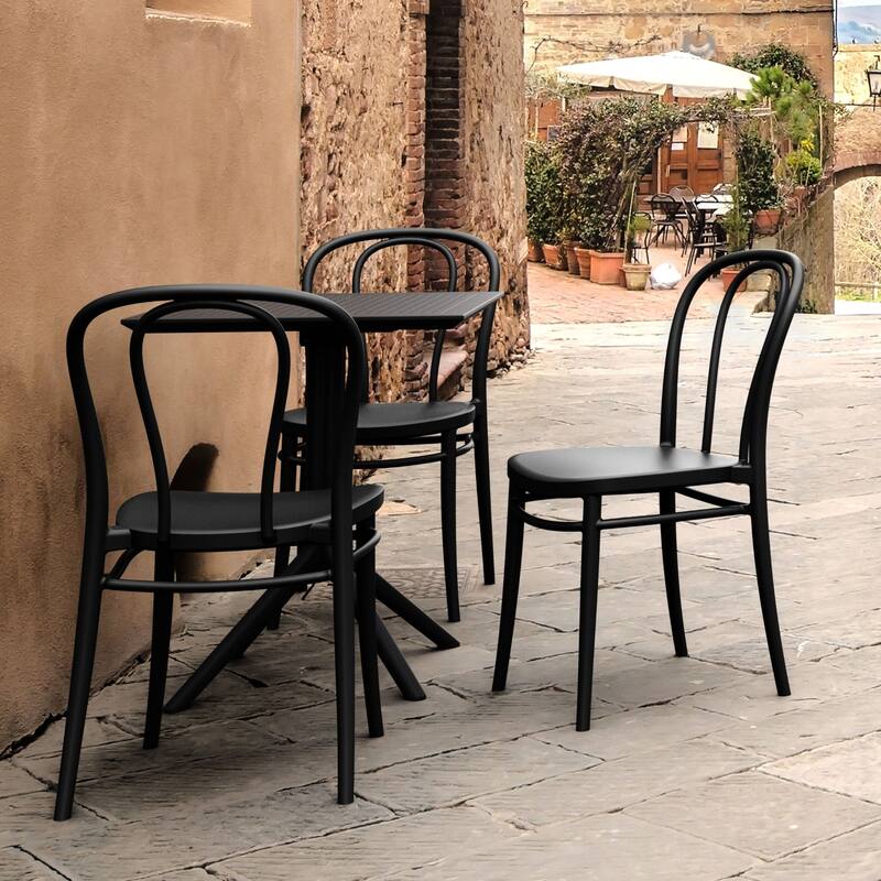 33.5" Black Stackable Patio Armless Dining Chair