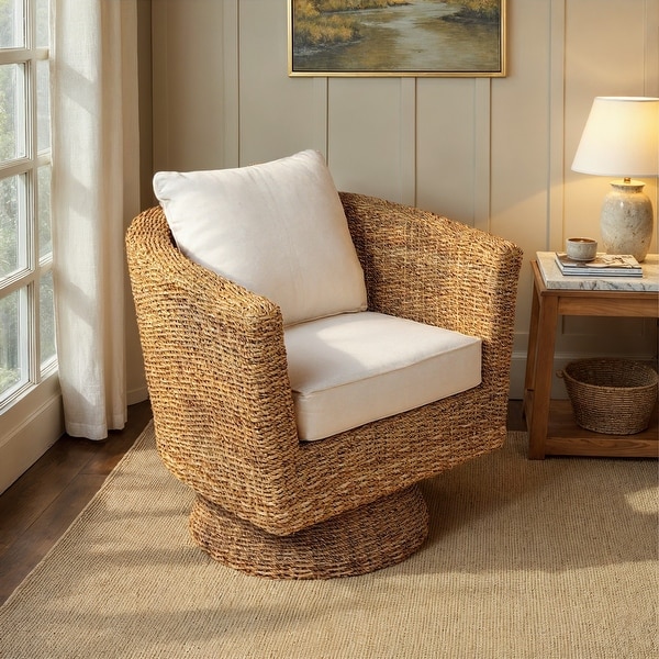 Acacia Wood and Water Hyacinth Swivel Chair - Bed Bath & Beyond