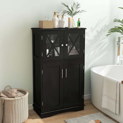 Bathroom Storage Cabinet with Doors and Adjustable Shelves