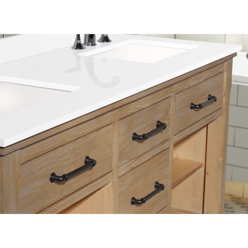 Ari Bath Lauren 60" Bathroom Vanity, Weathered Fir, White Engineered Top