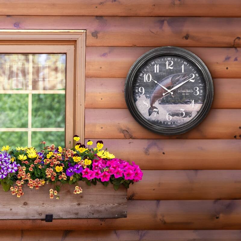 La Crosse Clock 433-3841S 15.75" Outdoor River Run Salmon Quartz Clock