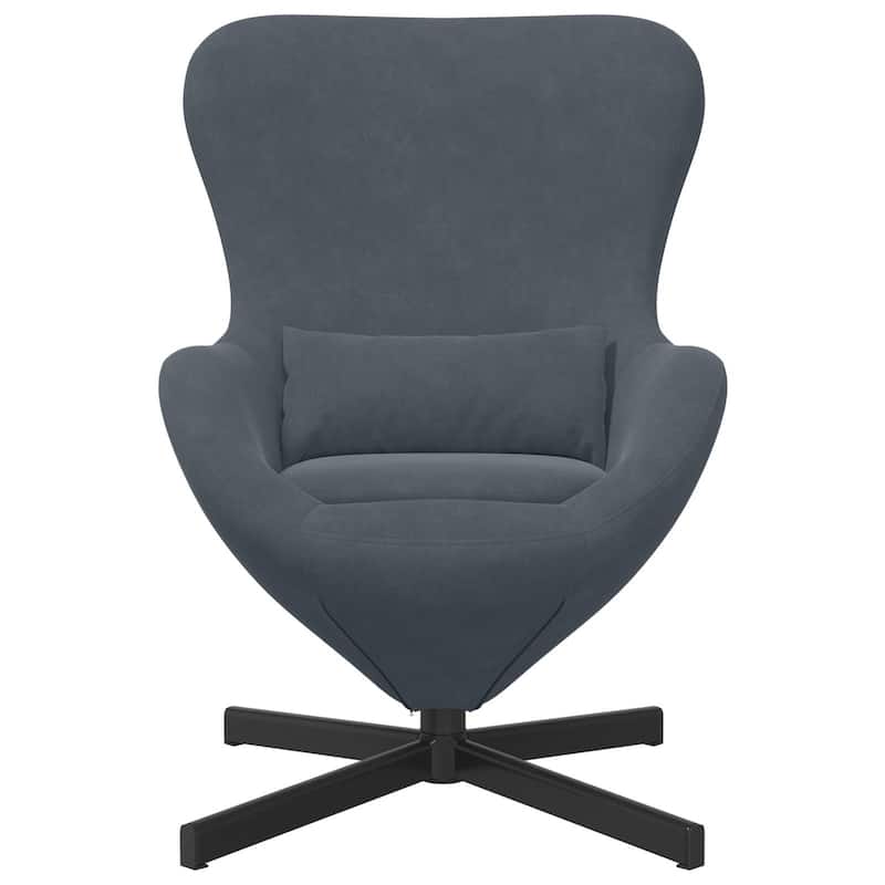 vidaXL Egg Chair Black/ Dark/Light Grey Velvet - 24.8 x 28.7 x 35.4