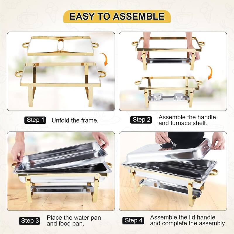 Set of 4 8 Qt Chafing Dishes, Food Warmers for Buffet - 4 Pcs