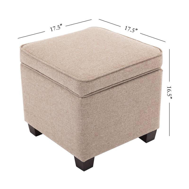 WOVENBYRD Square Storage Ottoman with Piping and Lift Off Lid