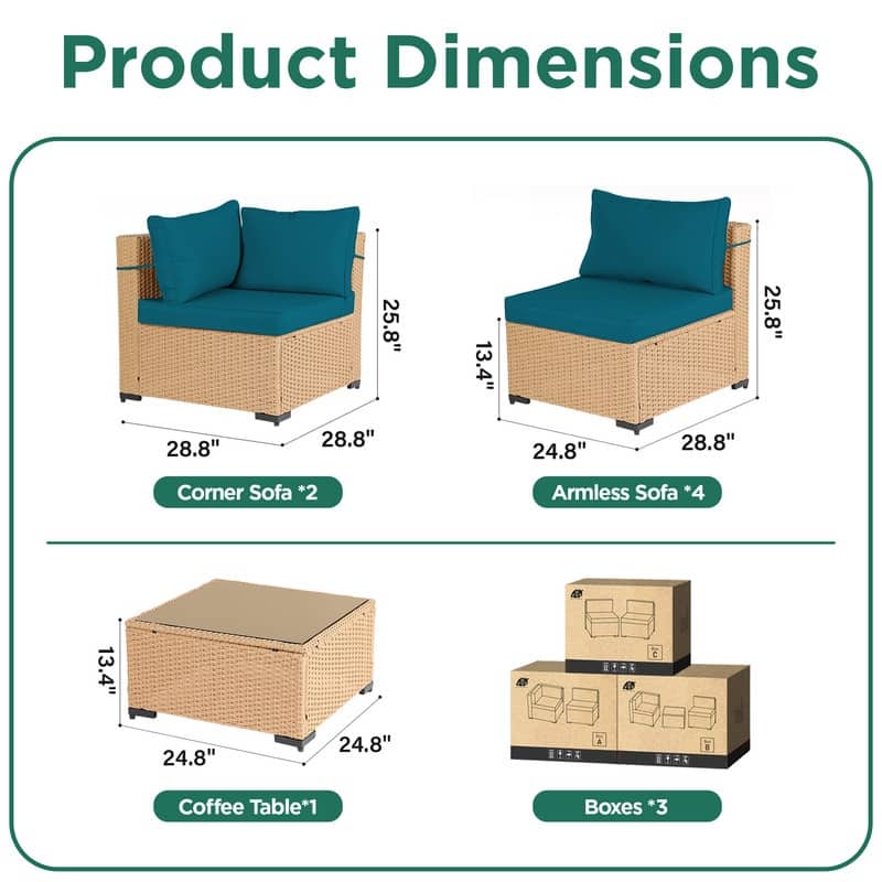UPHA 7-Piece Wicker Outdoor Seating Group with Cushions