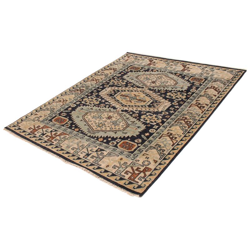 ECARPETGALLERY Hand-knotted Jules Serapi Dark Navy Wool Rug - 7'11 x 10'0