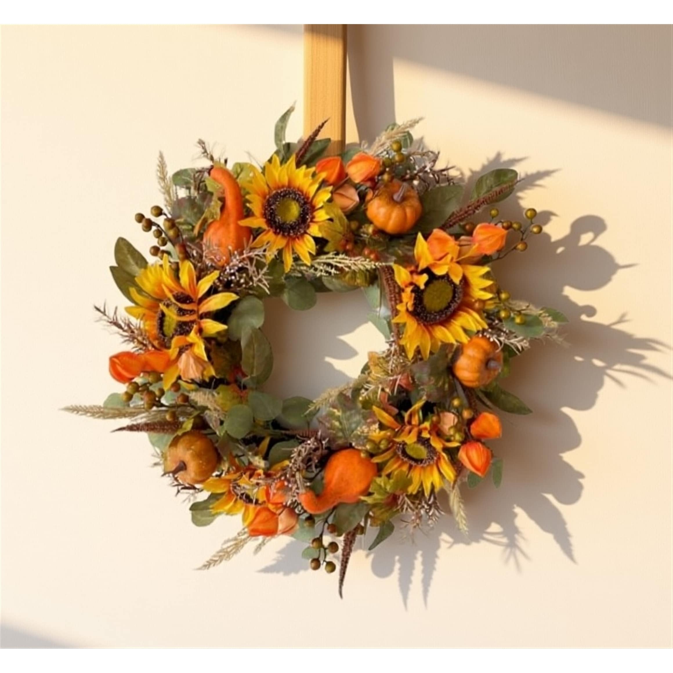 Harvest Sunflower and Gourd Wreath 24"D
