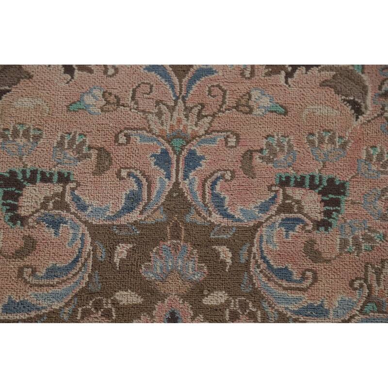 Hand Knotted Oriental 100% Wool Carpet Traditional Floral Pink Kashan Area Rug - 12' 5'' X 9' 5''