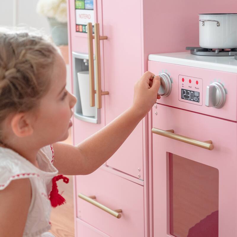 Teamson Kids - Little Chef Charlotte Modern Play Kitchen - Pink / Gold