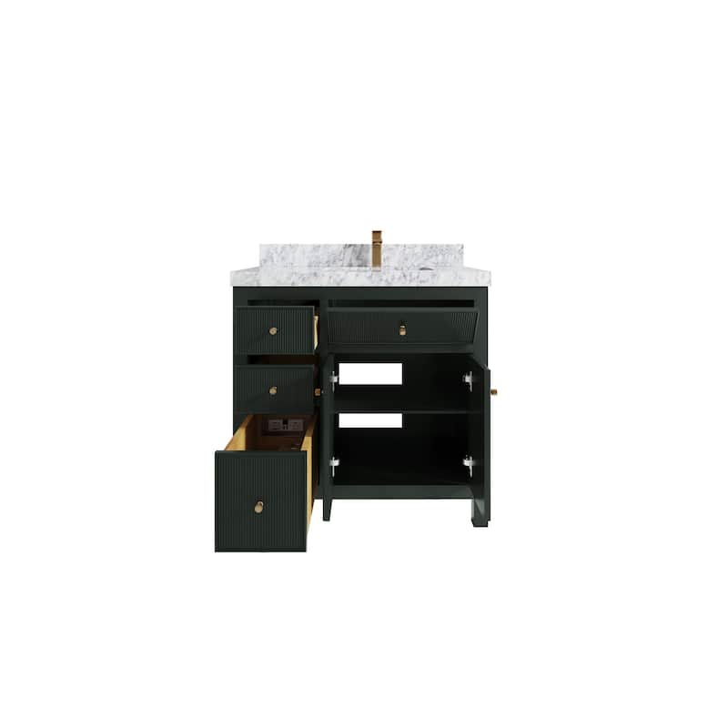 Willow Collections 36 in W x 22 in D Sonoma Right Offset Free Standing Reeded Bathroom Vanity with Countertop