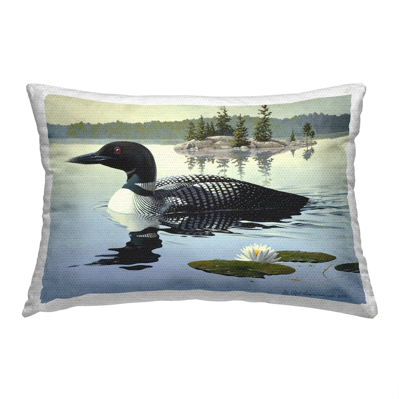 Stupell Duck & Pond Lily Printed Outdoor Throw Pillow Design by Rod ...