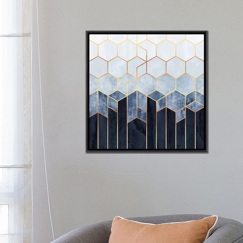 iCanvas "Soft Blue Hexagons" by Elisabeth Fredriksson Framed