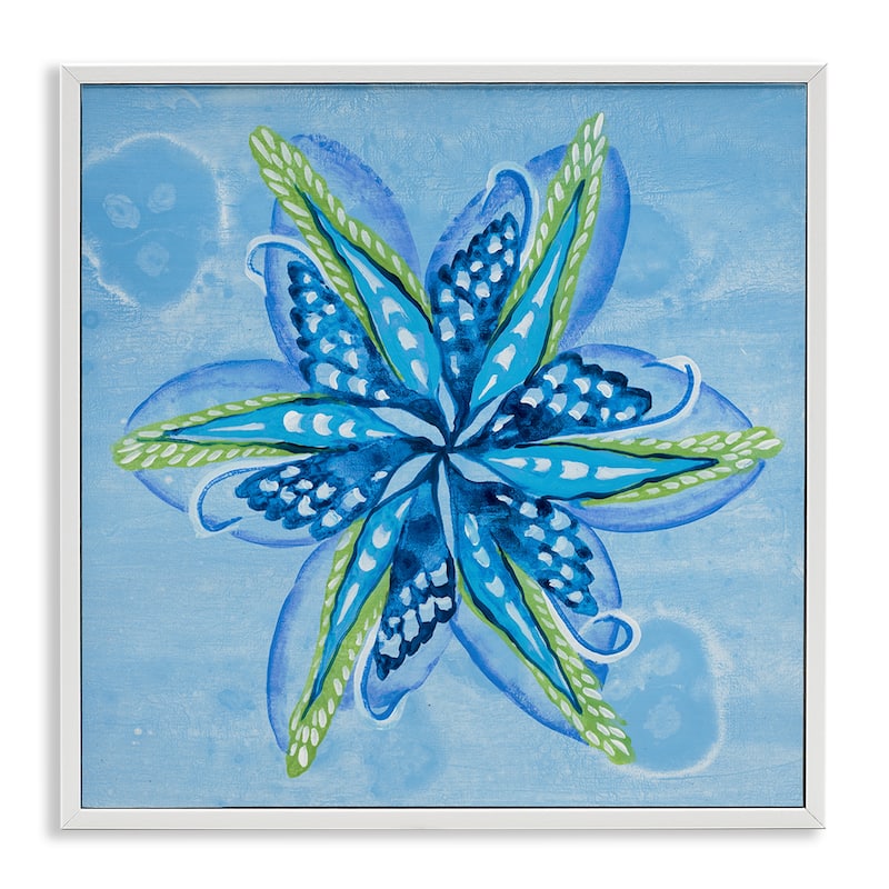 Stupell Star Shaped Abstract Flower Framed Giclee Art Design By Liz Jardine - 24 x 24 - White