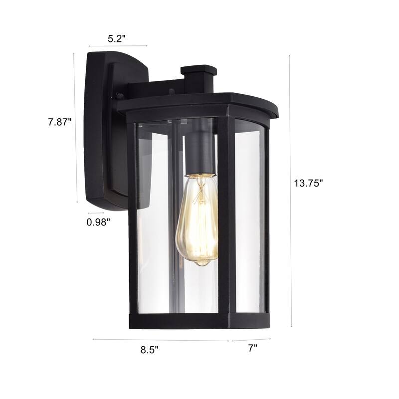 1-light Textured Black Outdoor Wall Lantern