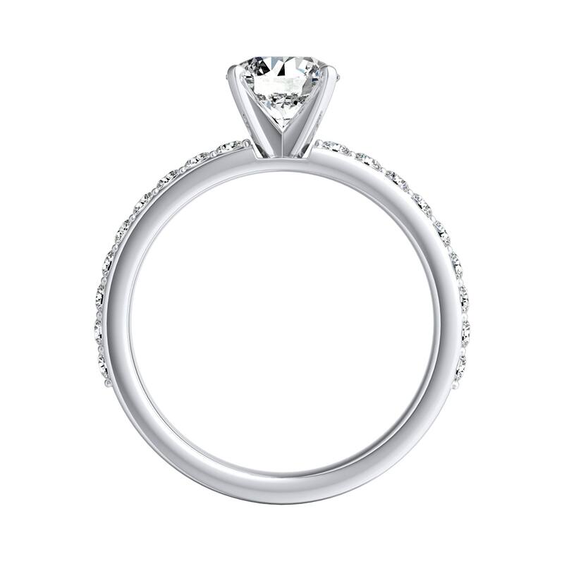 Auriya 14k Gold 3ctw Round Moissanite and Diamond Engagement Ring 1/3ct TDW