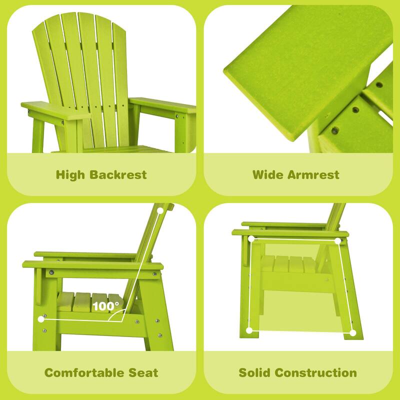 Gymax Set of 2 Kids Patio Adirondack Chair Armchair Weather Resistance