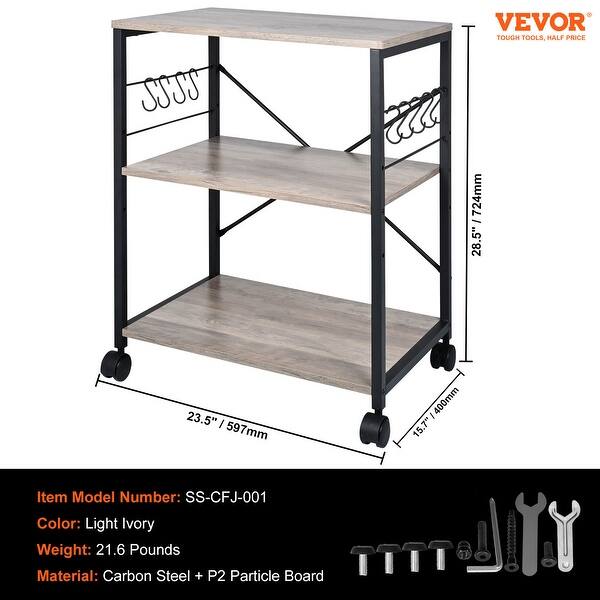 VEVOR 3 & 5 Tiers Kitchen Baker's Rack Industrial Microwave Stand Light ...