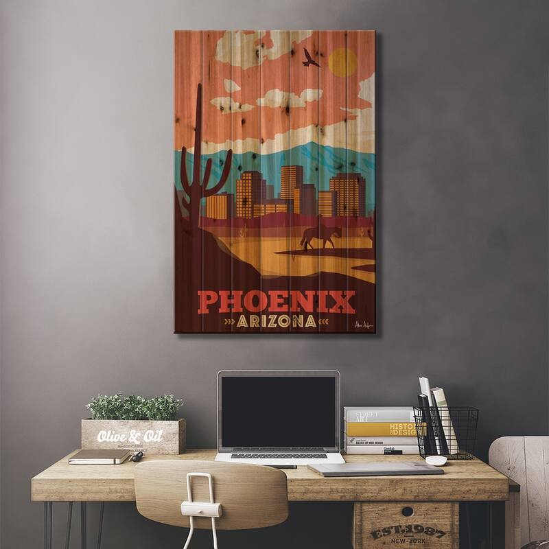 Phoenix Print On Wood by IdeaStorm Studios - Multi-Color