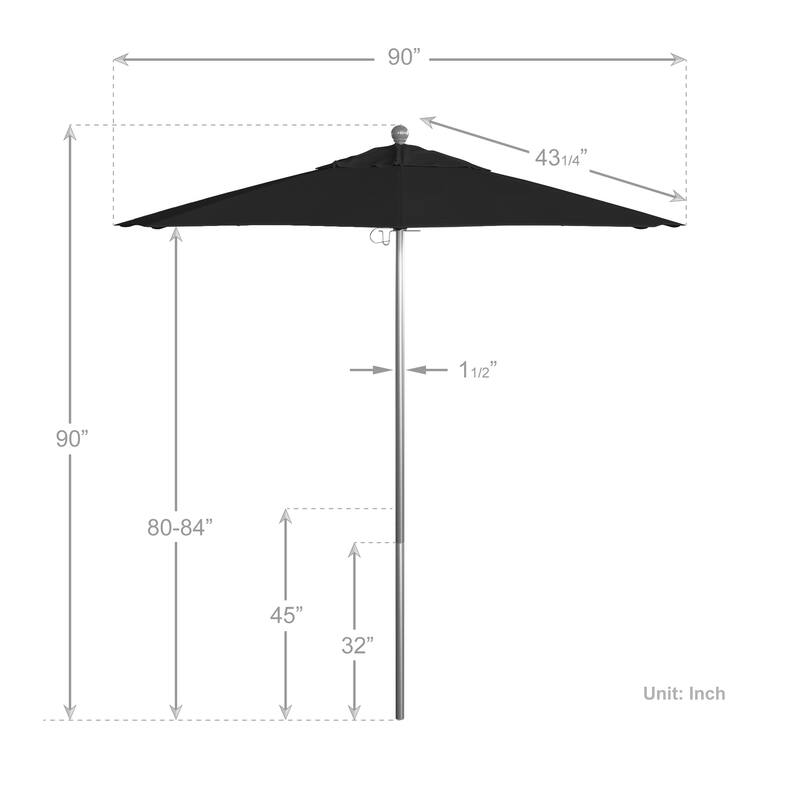 California Umbrella 75' Venture Series Patio Umbrella, Silver Aluminum Pole Fiberglass Ribs Push Lift Sunbrella