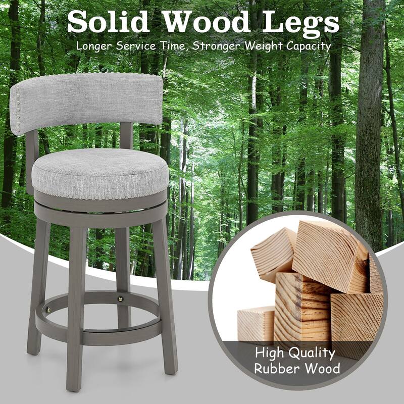 Gymax 4 PCS Swivel Counter Height Bar Stool Upholstered Barstool w/