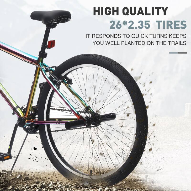 26 Inch Freestyle Bike for Teens, Single-Speed Bicycle with 2 Pegs, Front Caliper Brake, Bicycle for Boys and Girls Ages 14+