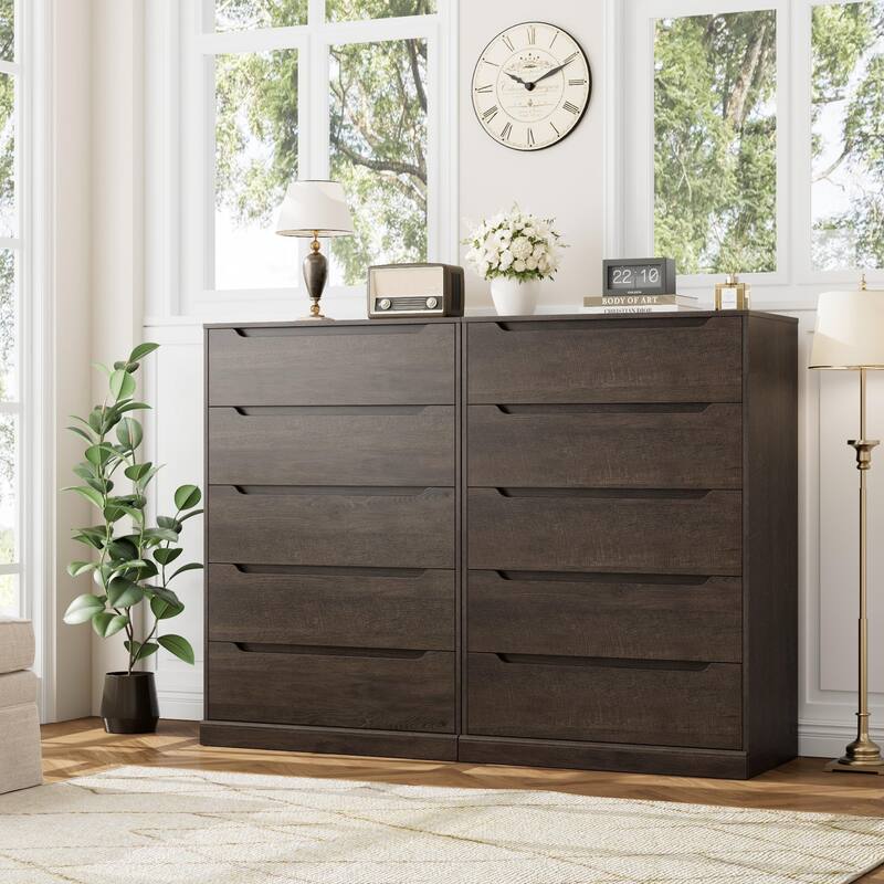 5-Drawer Dresser for Bedroom, 50" Tall Freestanding Vertical Wooden Chest Storage