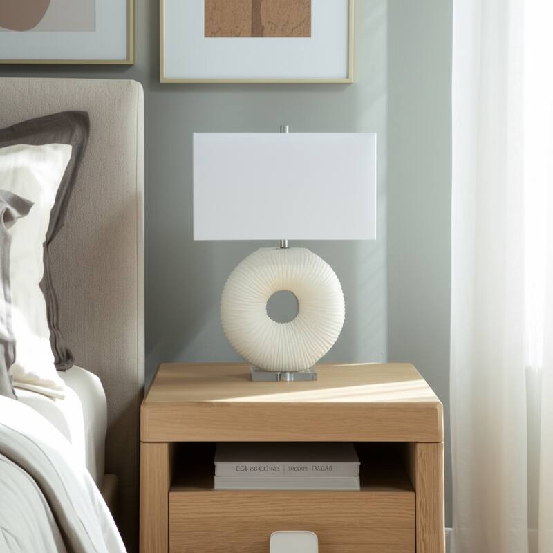 Stone Table Lamp Modern Rectangular Oval Shade Accent - 31" White - 20" x 9" x 31"