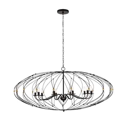 Zucca 10 Light English Bronze & Antique Gold Chandelier - 58''W x 25''H