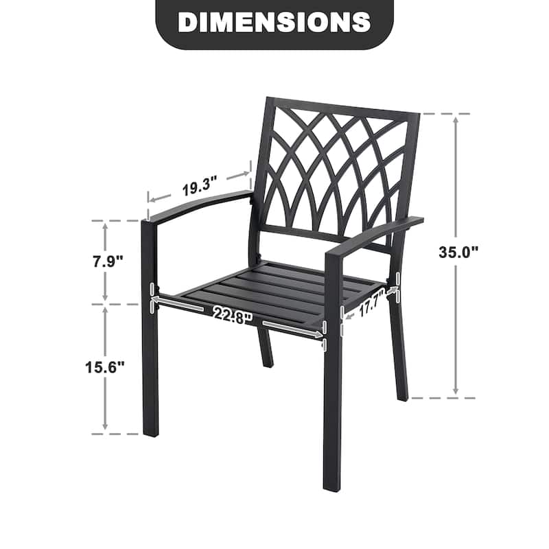 Nuu Garden Iron Stackable Outdoor Patio Chairs with Powder-coated Finish (2-Pack)