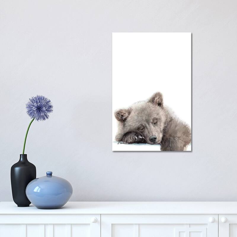 iCanvas "Woodland Sleeping Bear Cub" by Watercolor Luv Canvas Print - 18x12x1.5