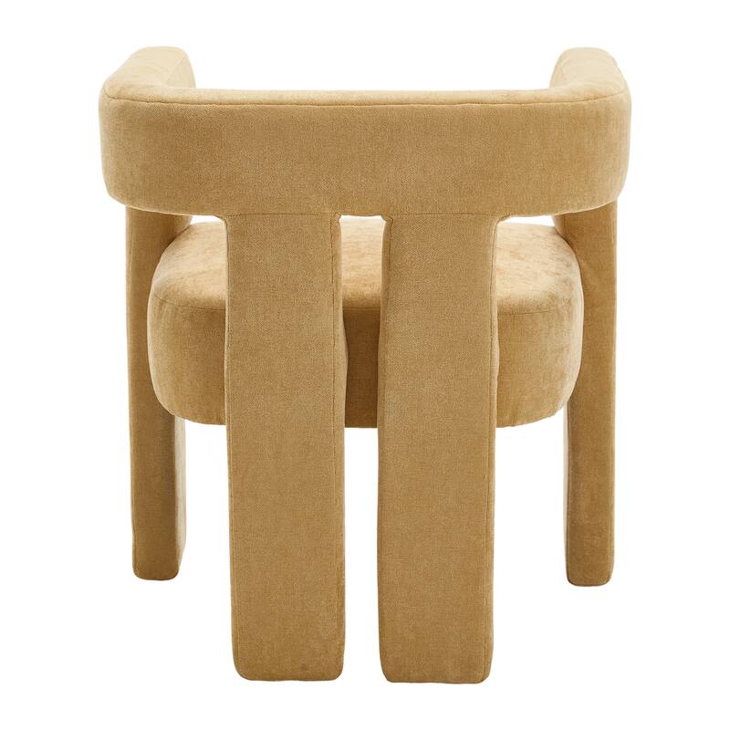 Chenille Barrel Chair Set of 2 with Wood Frame
