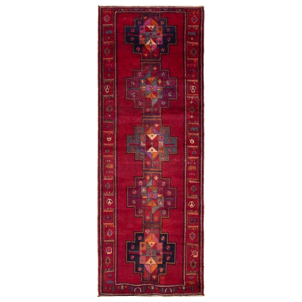 ECARPETGALLERY Hand-knotted Melis Vintage Dark Red Wool Rug - 4'8 x 12'6