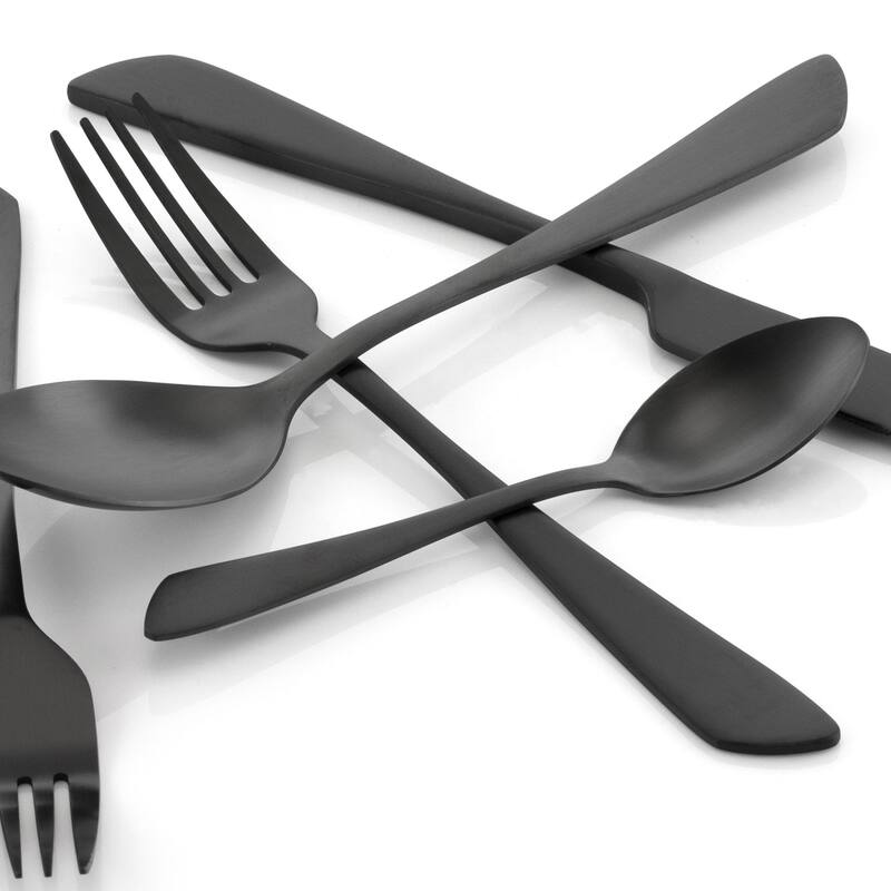 Witney 20 Piece Stainless Steel Service For 4 Matte Finish Silverware Set in Black
