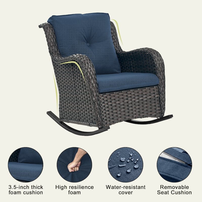Gymojoy Patio Rocking Chair with Comfortable Cushions
