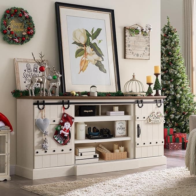 75" Farmhouse TV Stand, Media Console Table, Entertainment Center