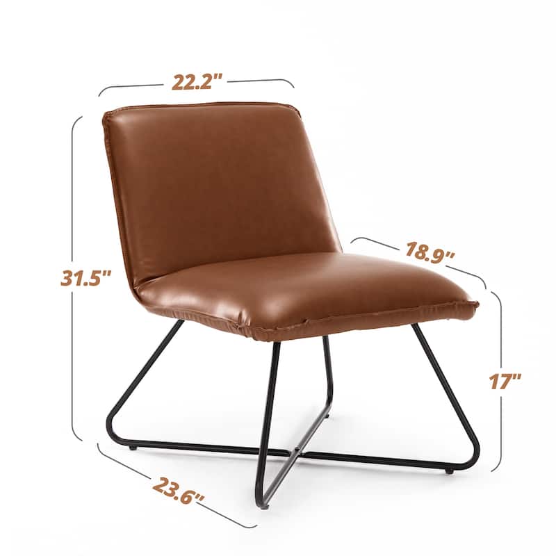 LUE BONA Mid Century Faux Leather Accent Chair With Adjustable Backrest - 31.5'' H X 22.2'' W X 23.6'' D