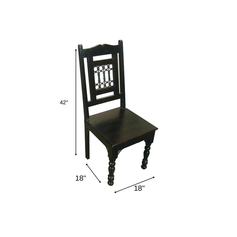 HomeRoots Dark Brown Metal and Wood Slat Back Dining Side Chair - 18.00 in. x 42.00 in. x 18.00 in.