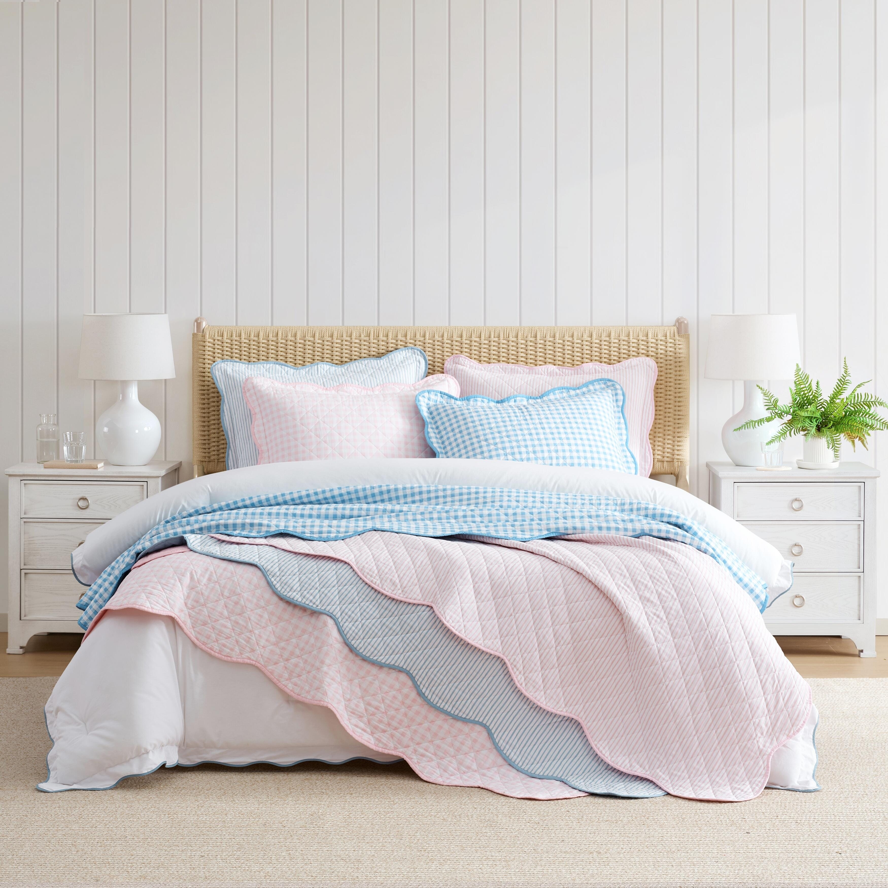 Martha Stewart Core Stripe Cotton Reversible Quilt Set