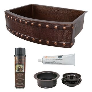 30-in Hammered Copper Kitchen Rounded Apron Single Basin Sink with Accessories (KSP3_KASRDB30249BS)