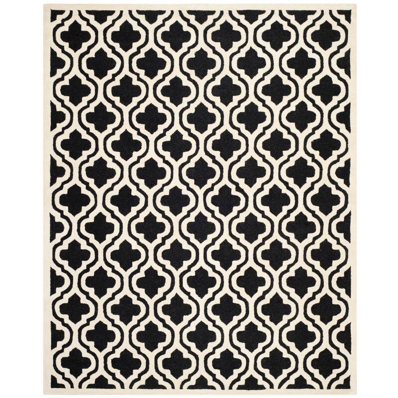 SAFAVIEH Handmade Cambridge Allana Modern Moroccan Wool Rug - 11' x 15' - Black/Ivory