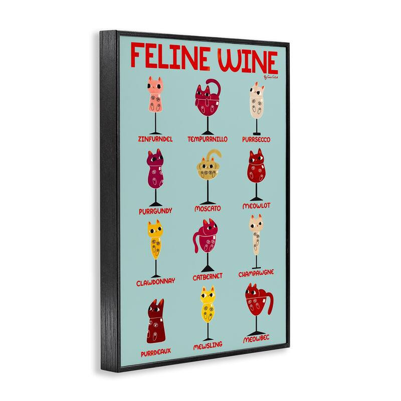 Stupell Clever Feline Wine Drinks Framed Giclee Art Design By Carrie Cantwell