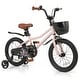 preview thumbnail 5 of 7, Kids Bike with Basket Training Wheels and Adjustable Handlebar 12-Inches - Pink