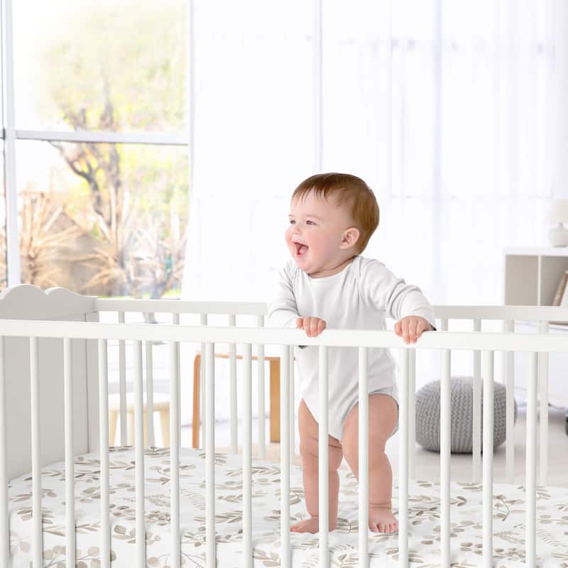 Sweet Jojo Designs Floral Leaf Boy Girl Gender Neutral Unisex 2 Pack Fitted Crib Sheets Ivory Boho Bohemian Watercolor Woodland