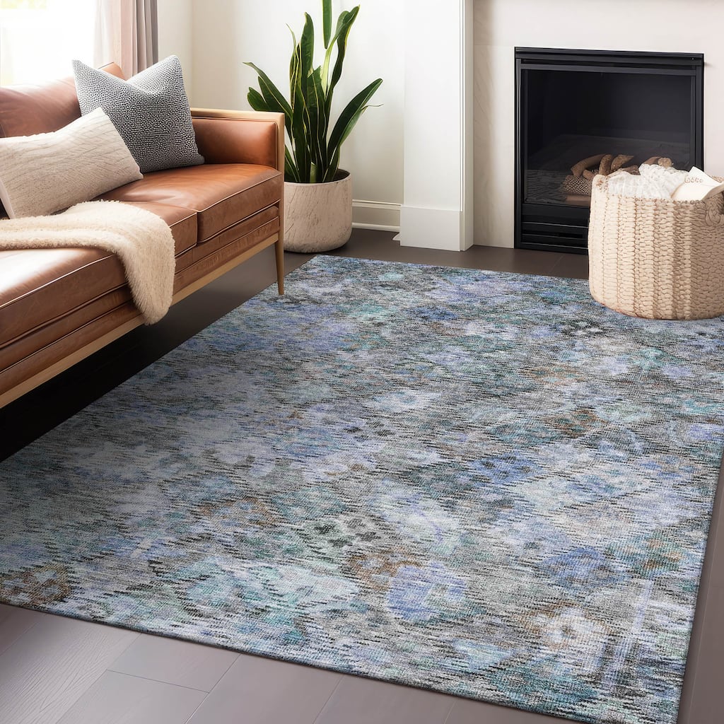 Machine Washable Indoor/ Outdoor Boho Moroccan Chantille Rug